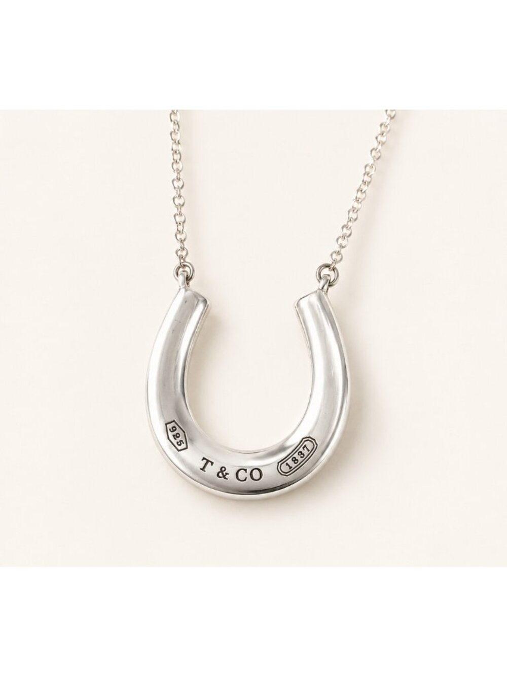 18" Tiffany 1837 Horseshoe Pendant Necklace in Silver / Good Luck Charm Horse
